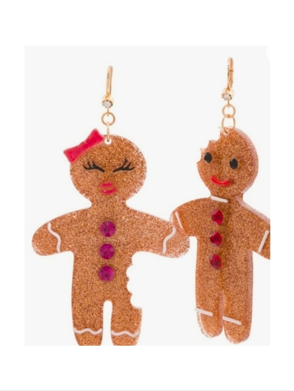 Betsey Johnson Mis-matched Gingerbread Man & Woman Earrings.